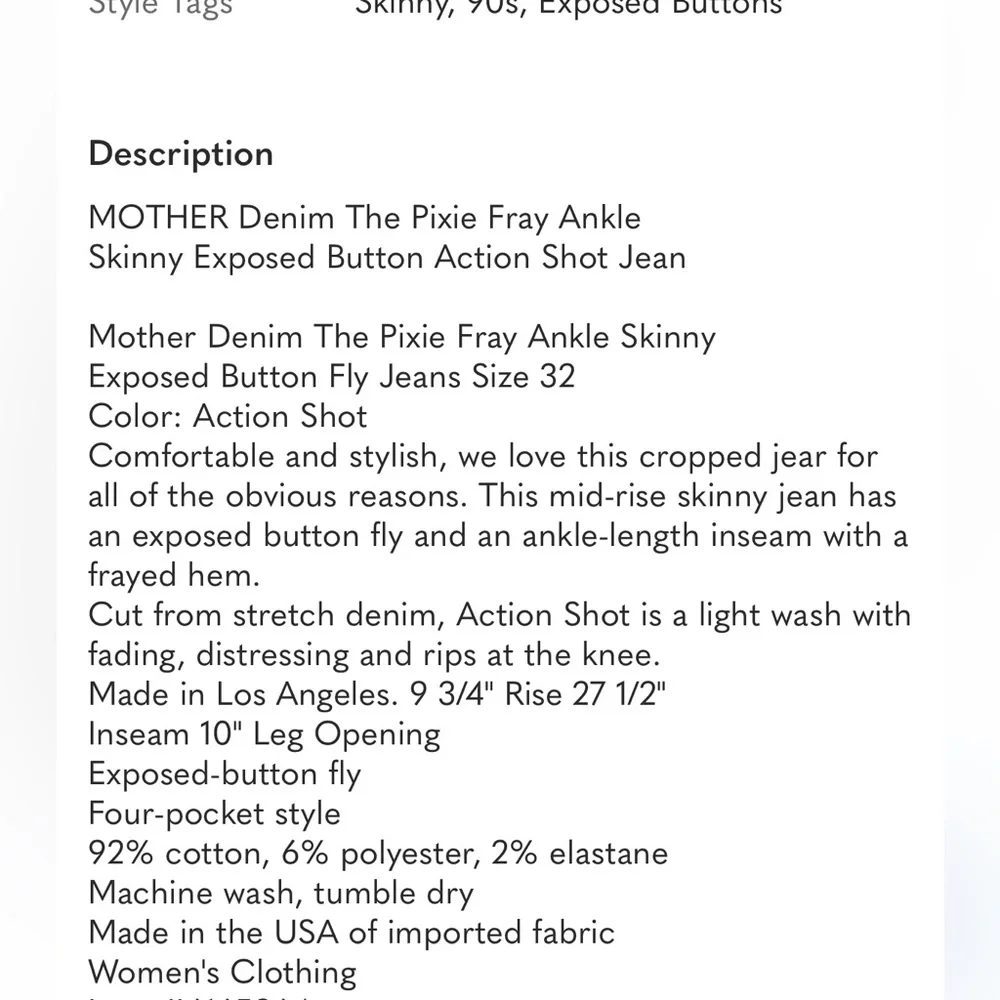 MOTHER Light Blue The Pixie Frayed Ankle Jeans